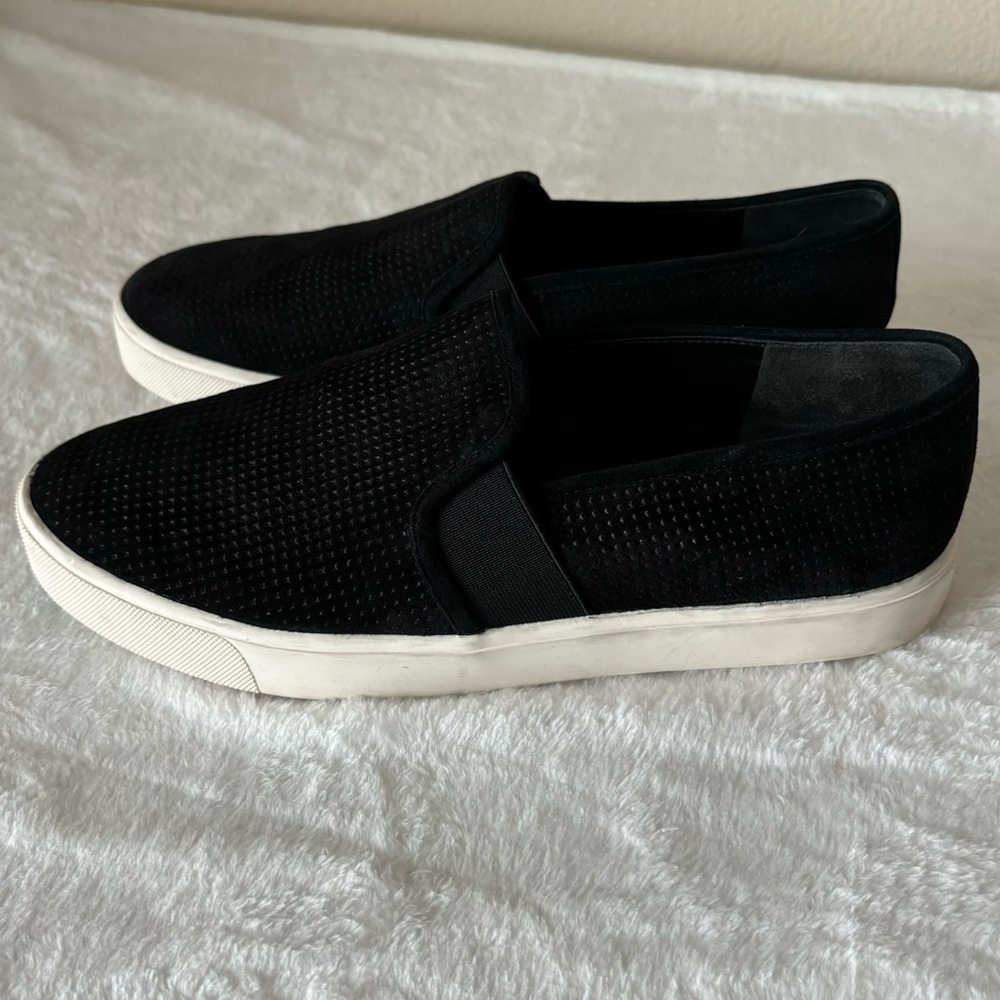 VINCE Blair Black Suede Slip On Sneaker, sz 8.5 M